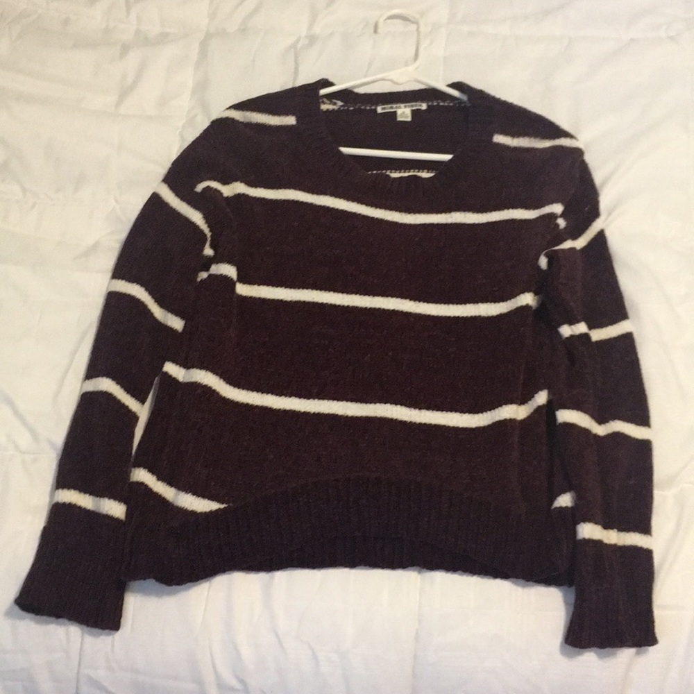 Maroon and white striped sweater